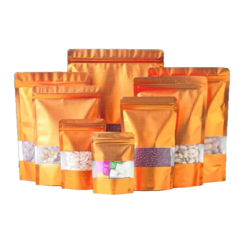 Bolsa con cierre aluminizada color dorado con ventana 9 x 12.7 cm