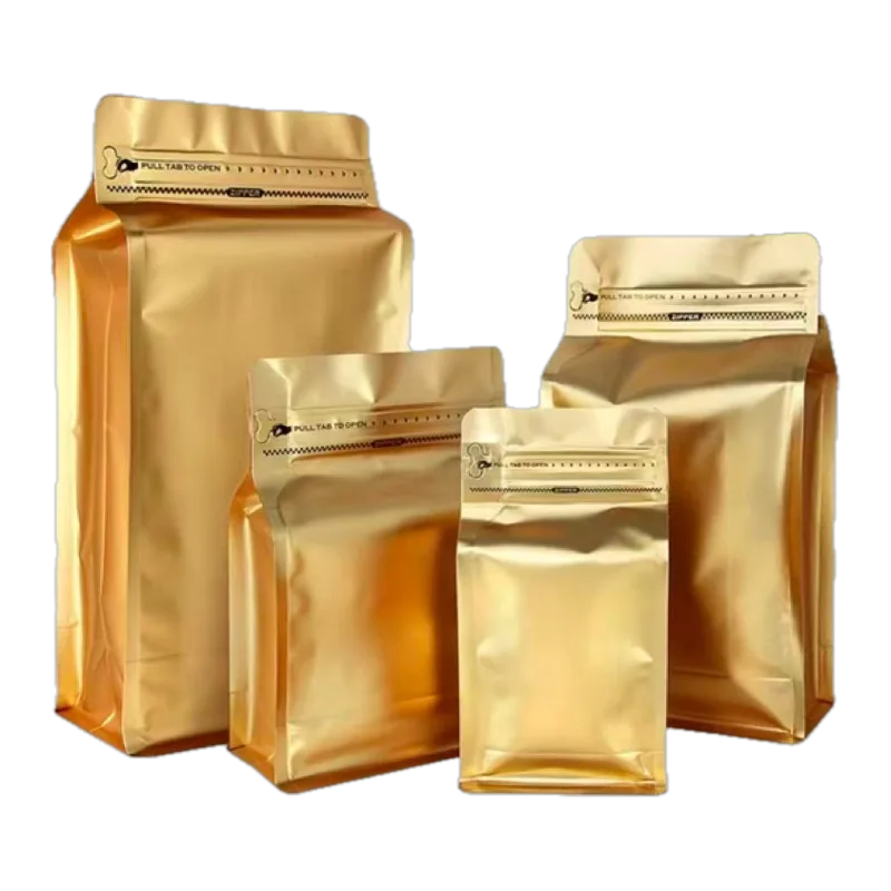 Bolsa con cierre aluminizada color dorado 9 x 18 cm