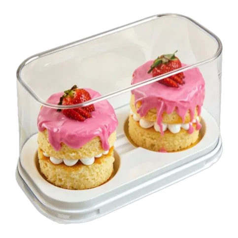 Caja para set de postres, 2 cavidades 17.7x9.2x8.4(H) cm