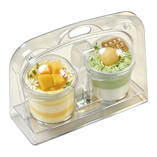 Caja para set de postres con 2 vasos 20.3x8.5x14.5(H) cm