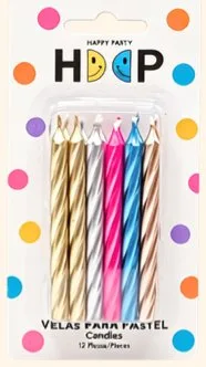 Vela caramelo metálica colores surtidos (H) 6 cm (W) 0.5 cm
