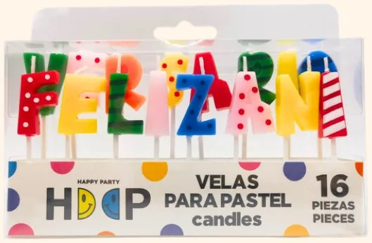 Vela feliz aniversario puntos y líneas (H) 5.8 - 7.5 cm