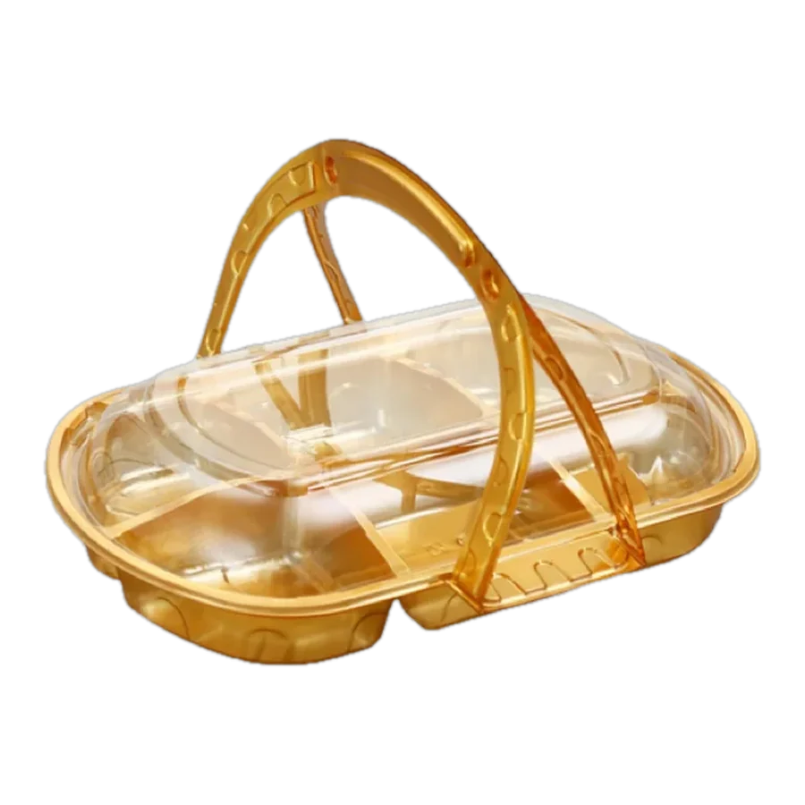 Charola Dorada c/Tapa Plást. 27 × 22 × 6 cm