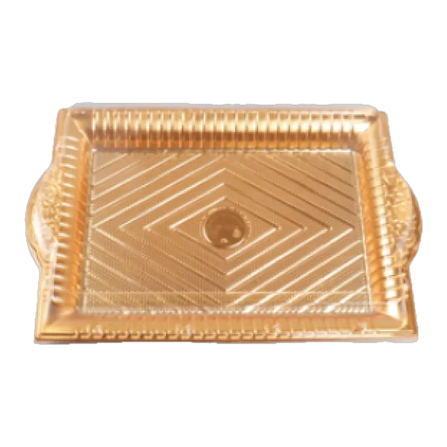Charola Dorada c/Tapa Plást. 37 × 25 × 5.6 cm
