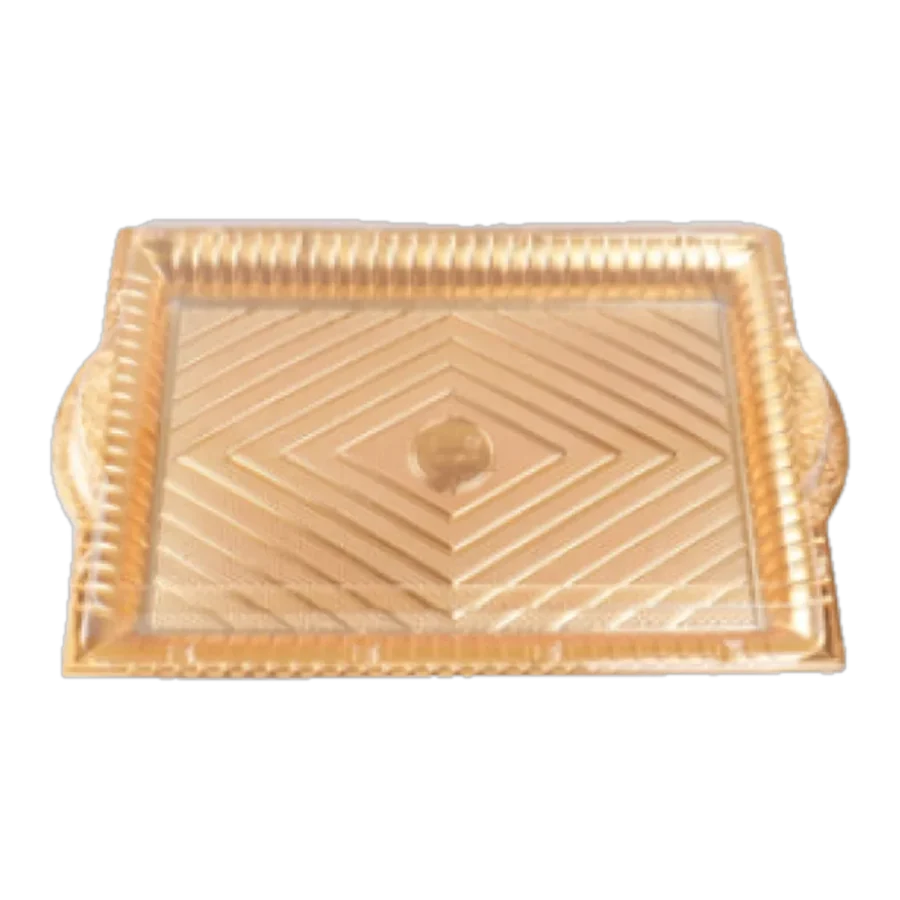 Charola Dorada c/Tapa Plást. 40 × 26.5 × 5.6 cm