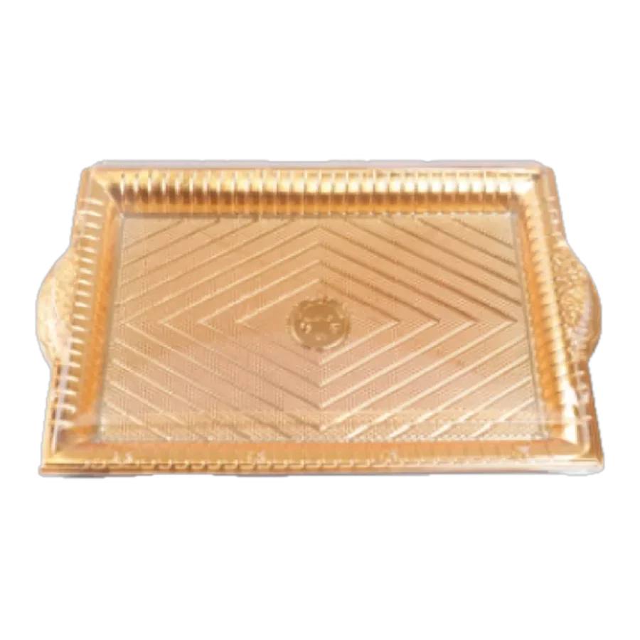 Charola Dorada c/Tapa Plást. 44 × 28 × 5.6 cm