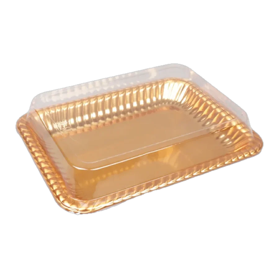 Charola Dorada c/Tapa Plást. 25 × 19.5 × 5.5 cm