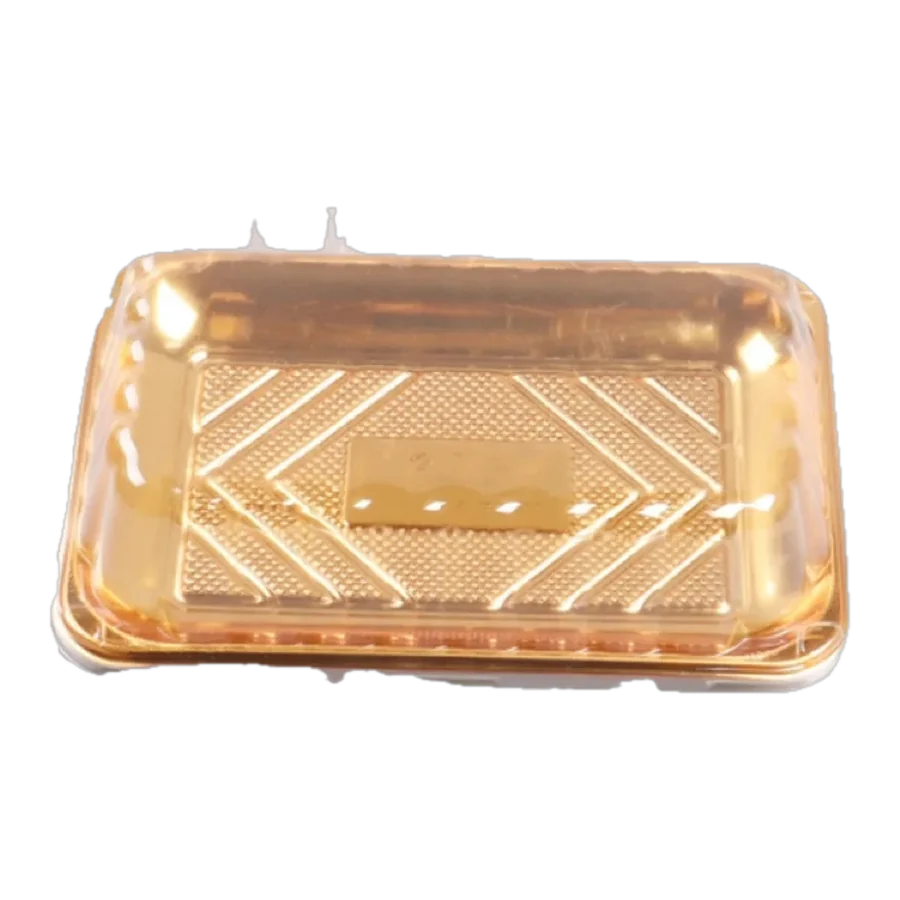Charola Dorada c/Tapa Plást. 24 × 16.5 × 7 cm