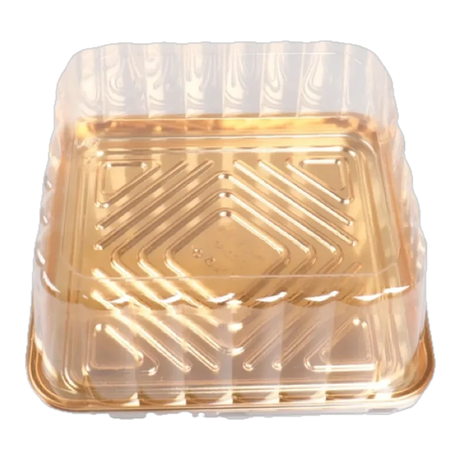 Charola Dorada c/Tapa Plást. 26 × 26 × 9.5 cm