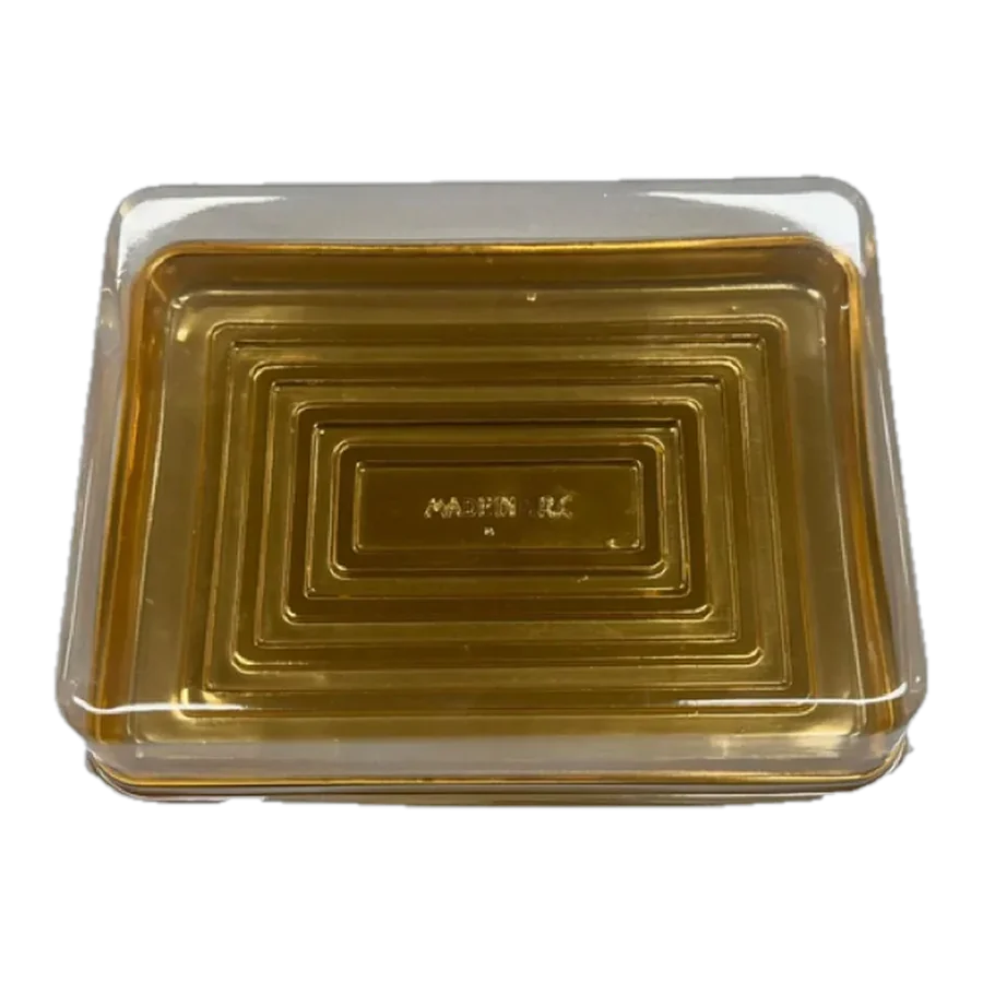 Charola Dorada c/Tapa Plást. 24 × 18 × 6 cm