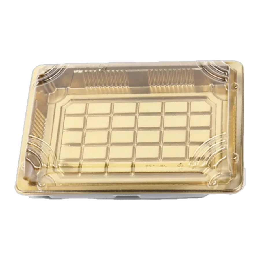 Charola Plást. Dorada c/Tapa 18 × 13 × 4.5 cm