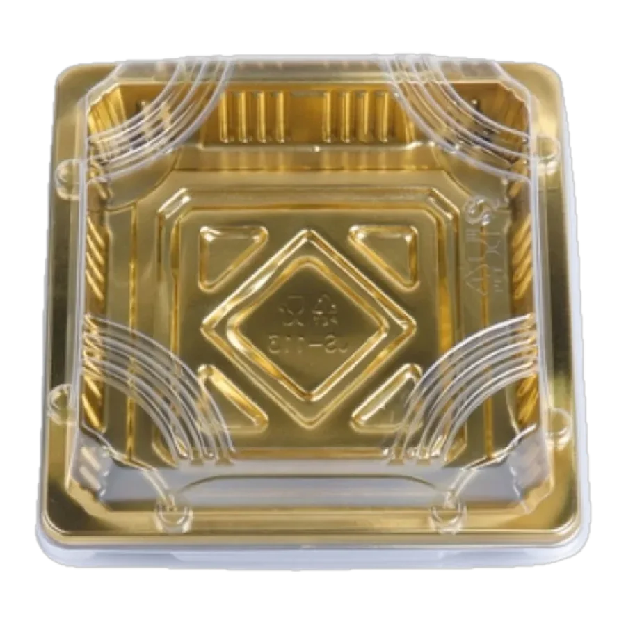 Charola Plást. Dorada c/Tapa 12 × 12 × 4.5 cm