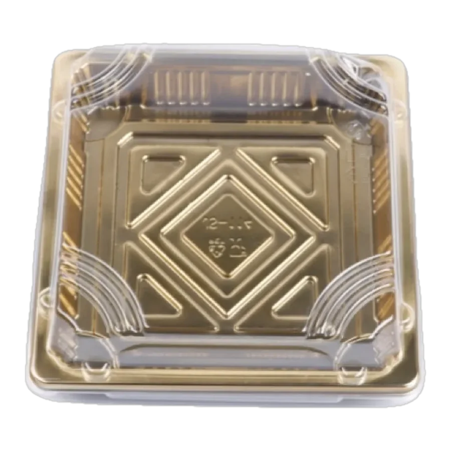 Charola Plást. Dorada c/Tapa 14 × 14 × 4.5 cm