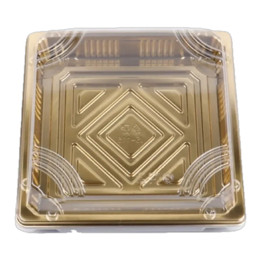 Charola Plást. Dorada c/Tapa 16 × 16 × 4.5 cm