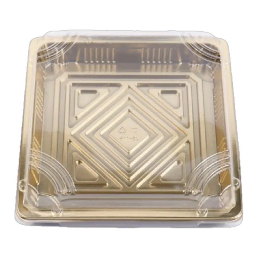 Charola Plást. Dorada c/Tapa 17 × 17 × 4.5 cm