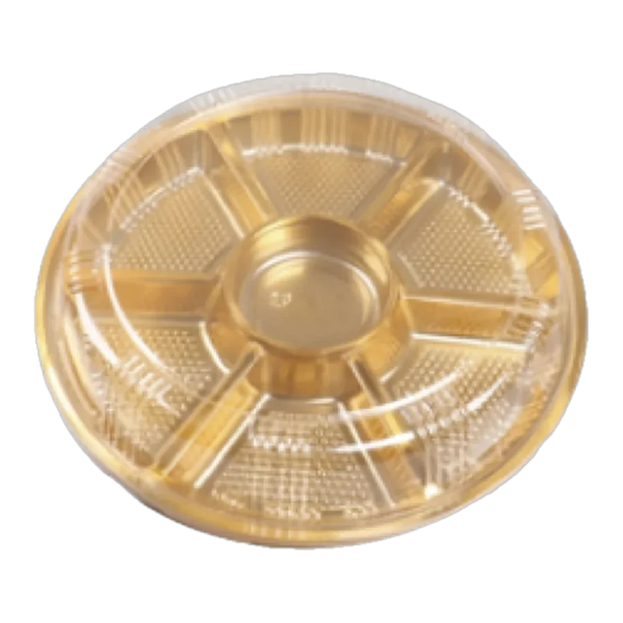 Gold plastic tray with lid 40 × 9.5 cm