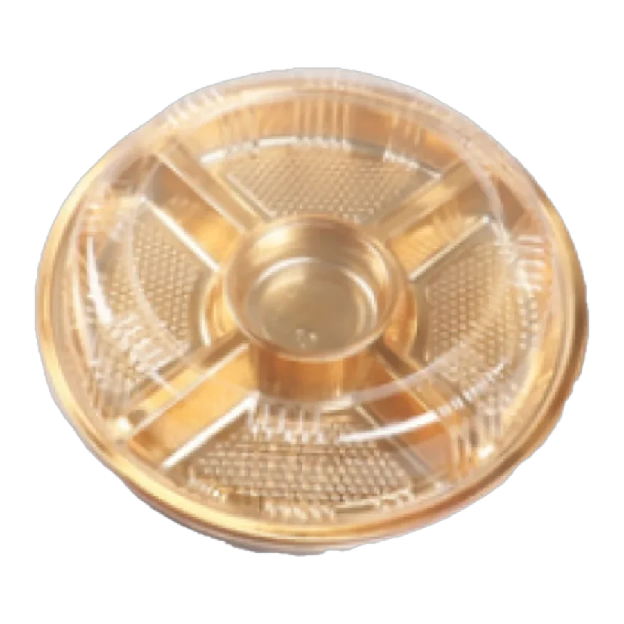 Gold plastic tray with lid 35 × 9 cm