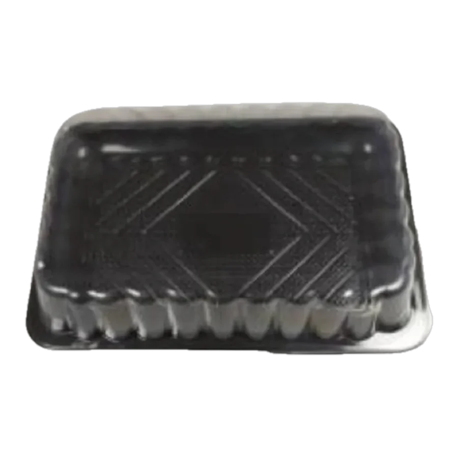 Black plastic tray with lid 27.5 × 19.5 × 7 cm